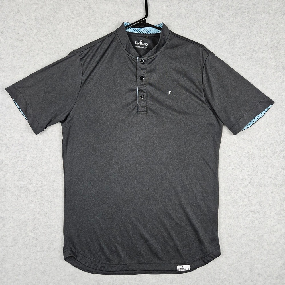 Primo (Men's Medium) Charcoal Polo Shirt Blade Collar Performance Golf Athletic